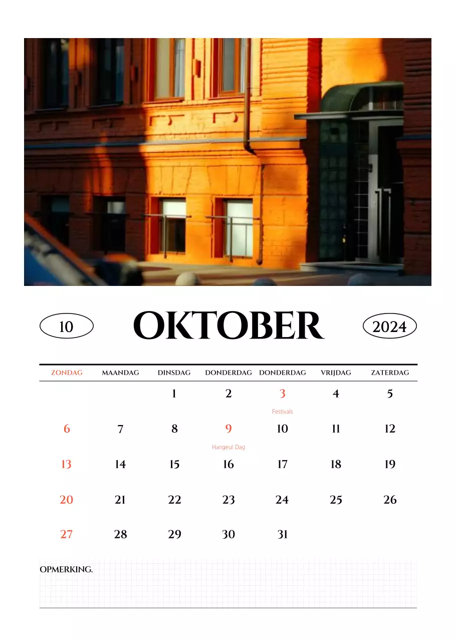 Eenvoudige stijl muurkalender met zwart-wit emotionele reisfotografie concept
