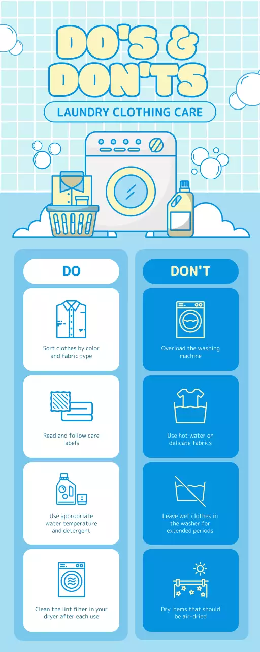 Blue Minimal Laundry Guide Infographic
