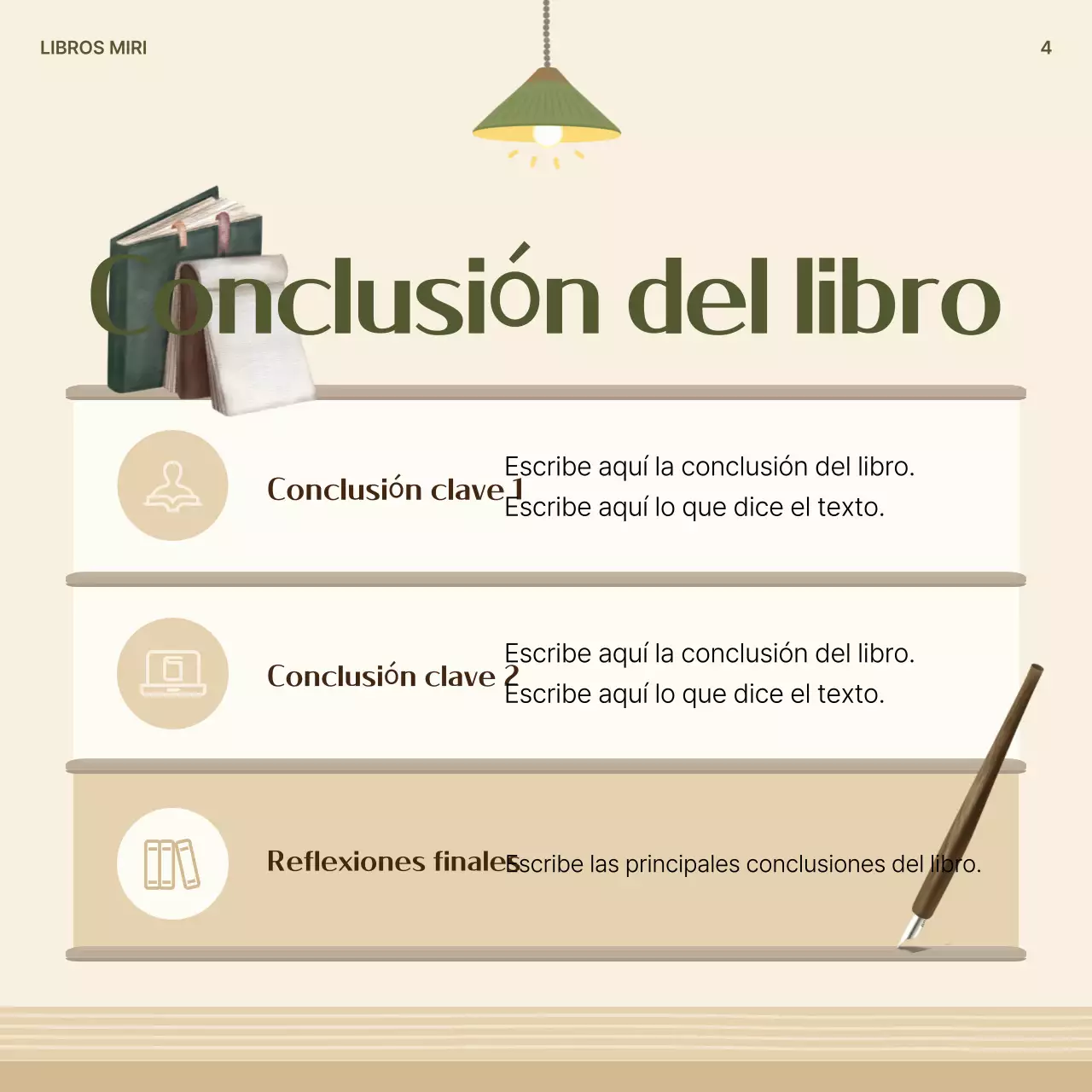 Un puesto limpio de resumen de libros en caqui y beige