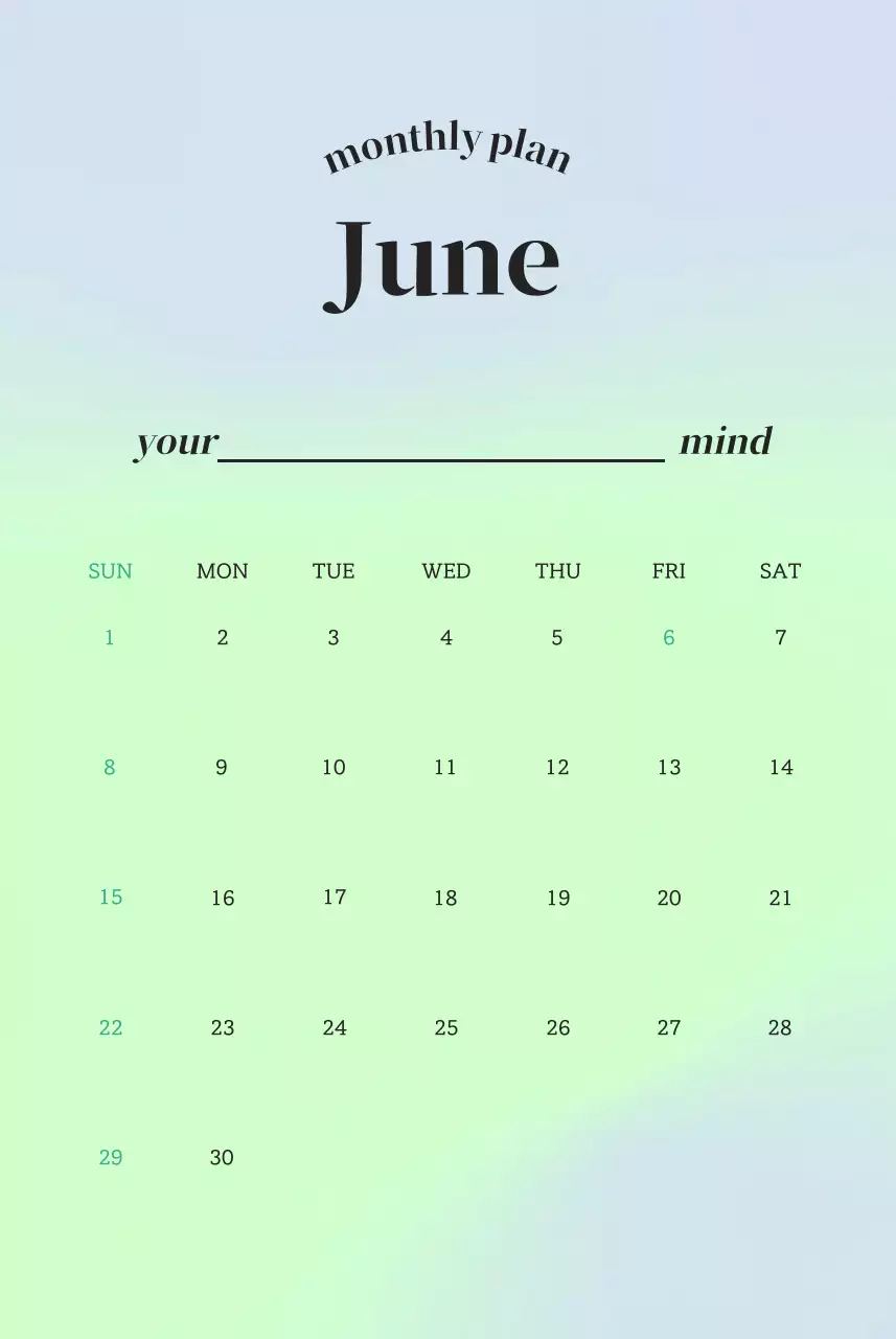 Kata-kata kalender minimalis gradien