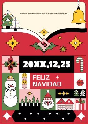 Invitación de Navidad geométrica roja