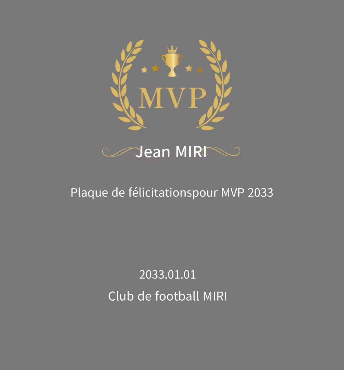 Plaque de football simple grise