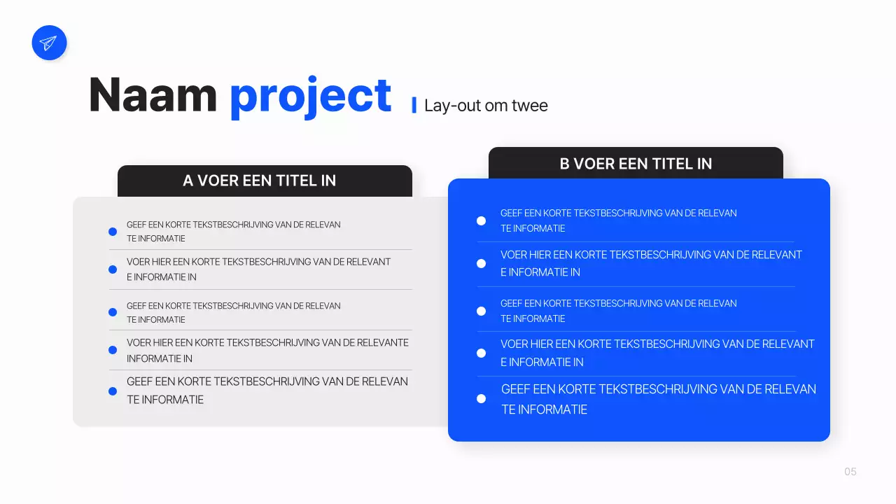 Een eenvoudig bedrijfsplan in wit en blauw