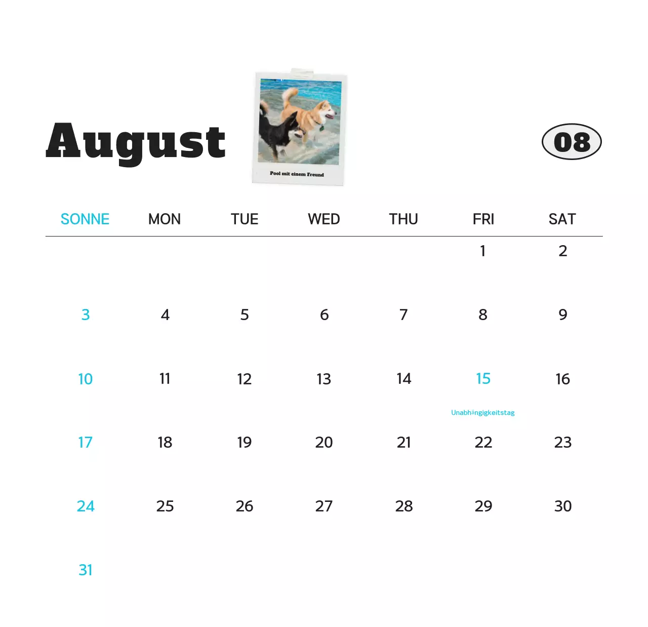 Weißer sauberer Haustier-Fotokalender