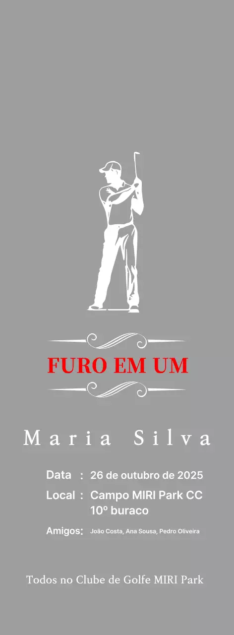 Placa de golfe clássica com uma ilustração de um golfista a jogar golfe