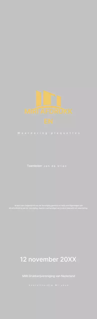 Gouden Nette Waardering Plaquette