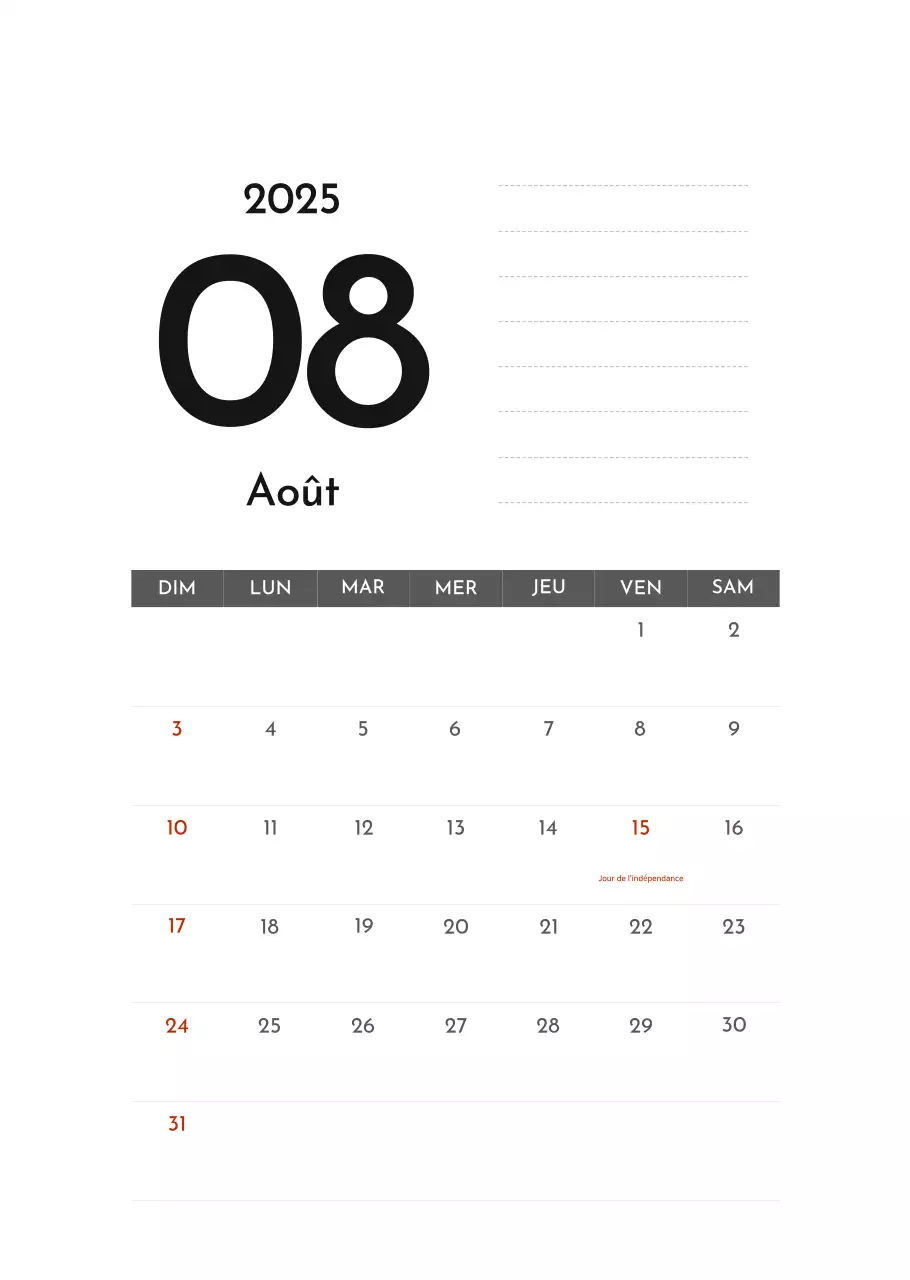 Calendrier d'entreprise simple et gris
