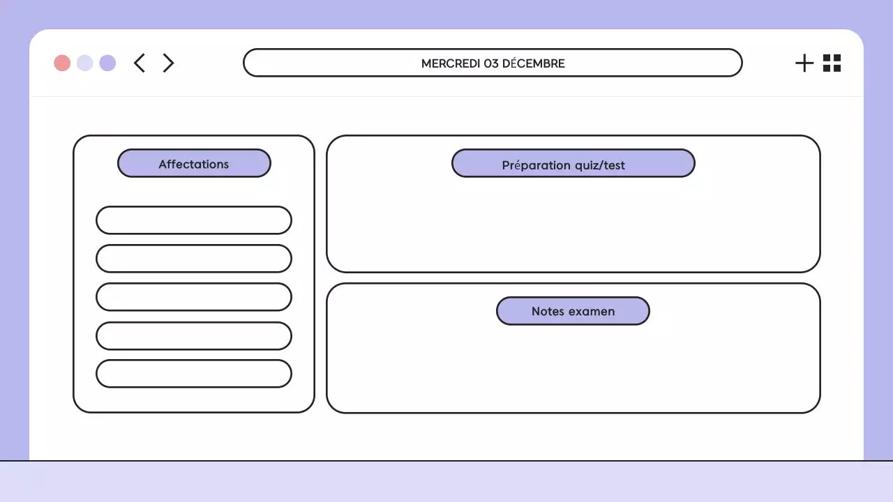 Présentation de l'agenda de la classe de l'illustration violette