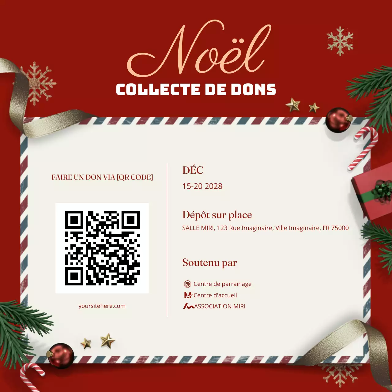 annonce de charité traditionnelle rouge