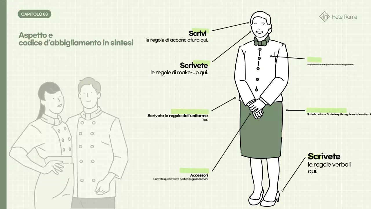 Formazione per il personale sul codice di abbigliamento kaki pulito e ordinato