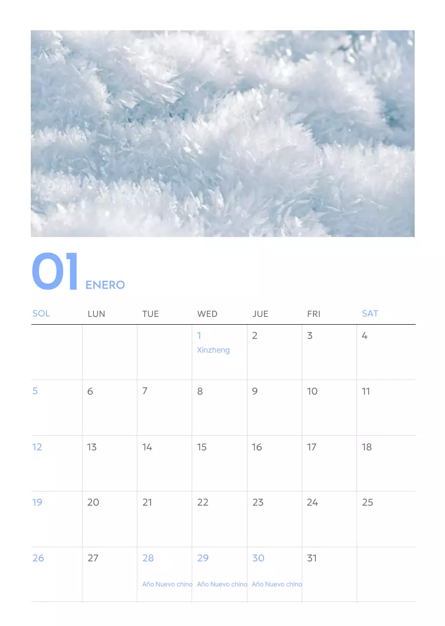 Calendario fotográfico de seguimiento de objetivos con un toque de azul