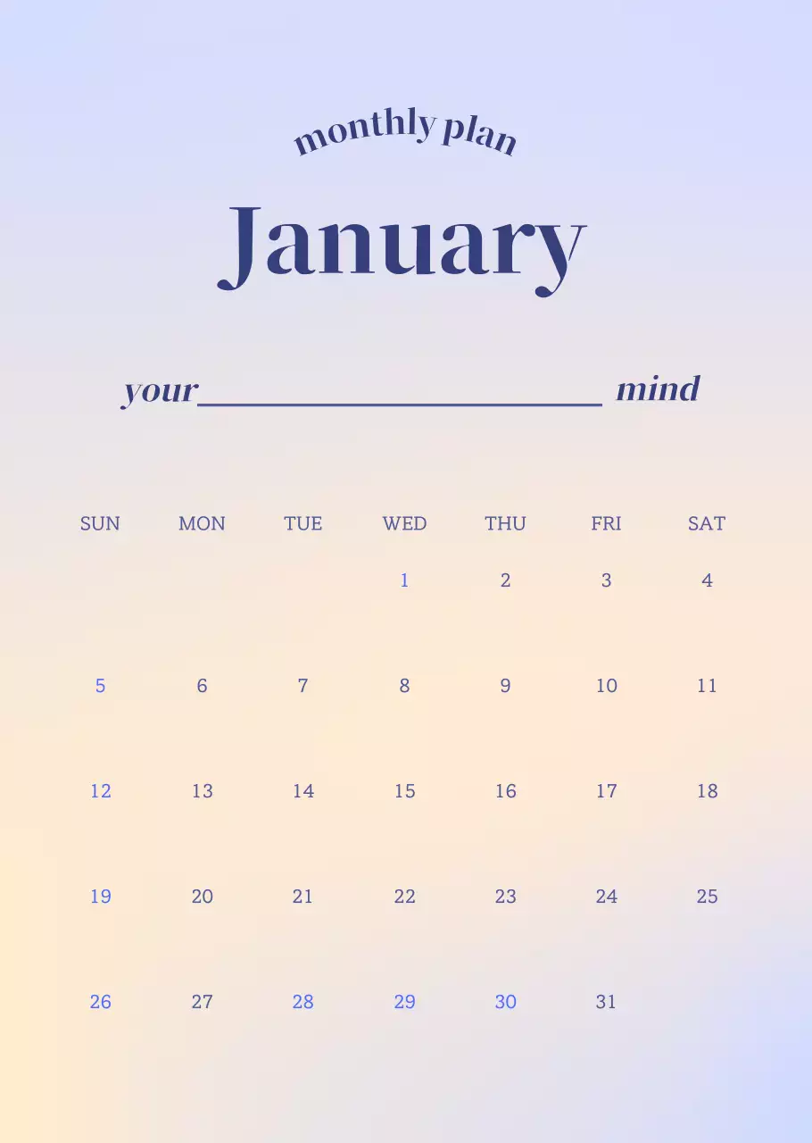 그라데이션 미니멀 캘린더 디자인