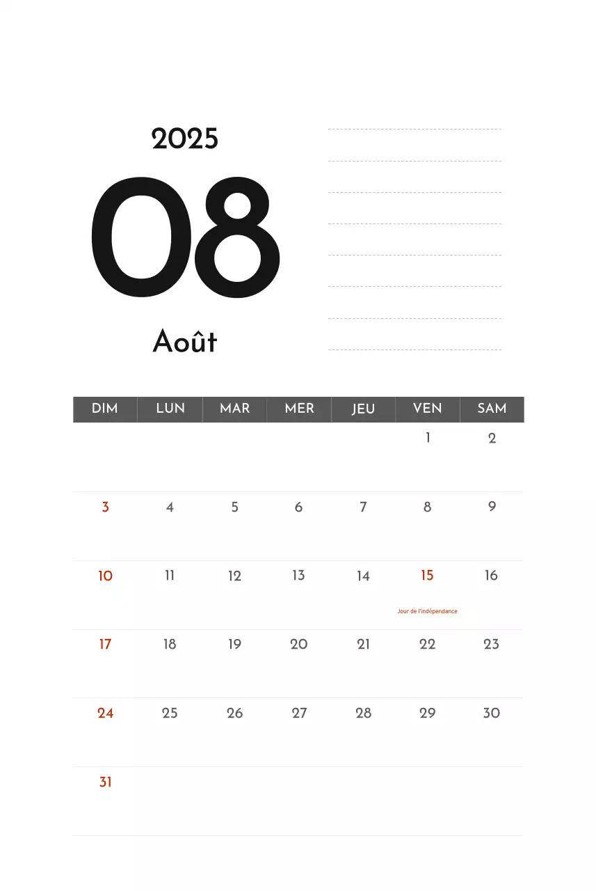Calendrier d'entreprise simple et gris