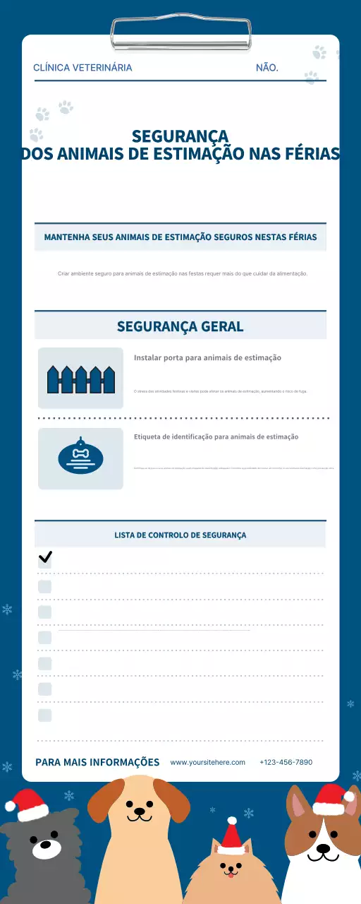 guia moderno azul de segurança para animais de estimação