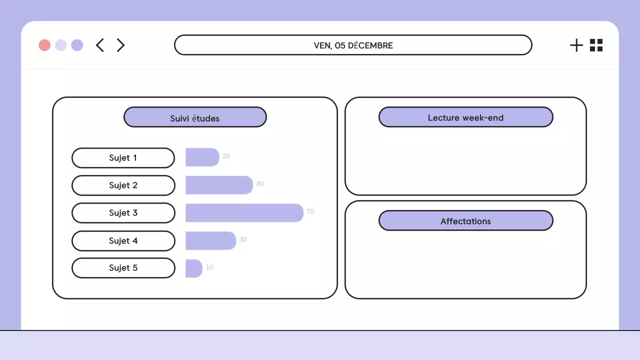 Présentation de l'agenda de la classe de l'illustration violette