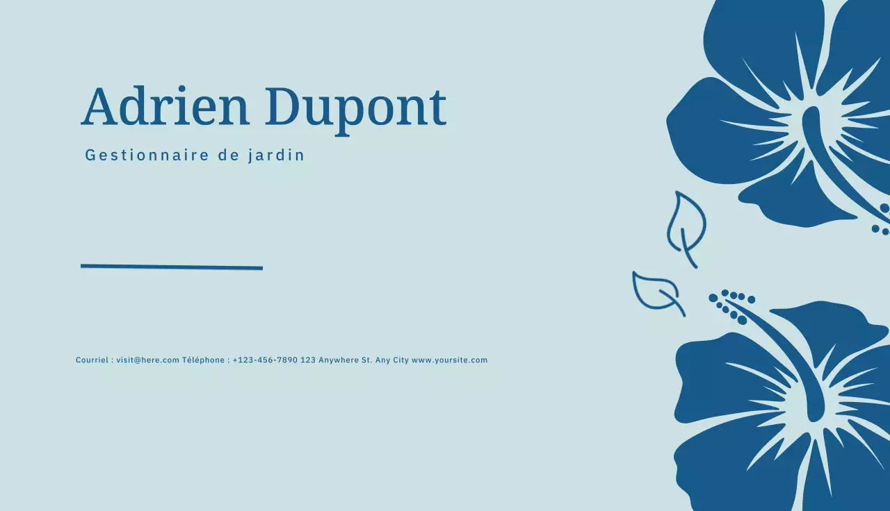 carte de visite botanique bleue
