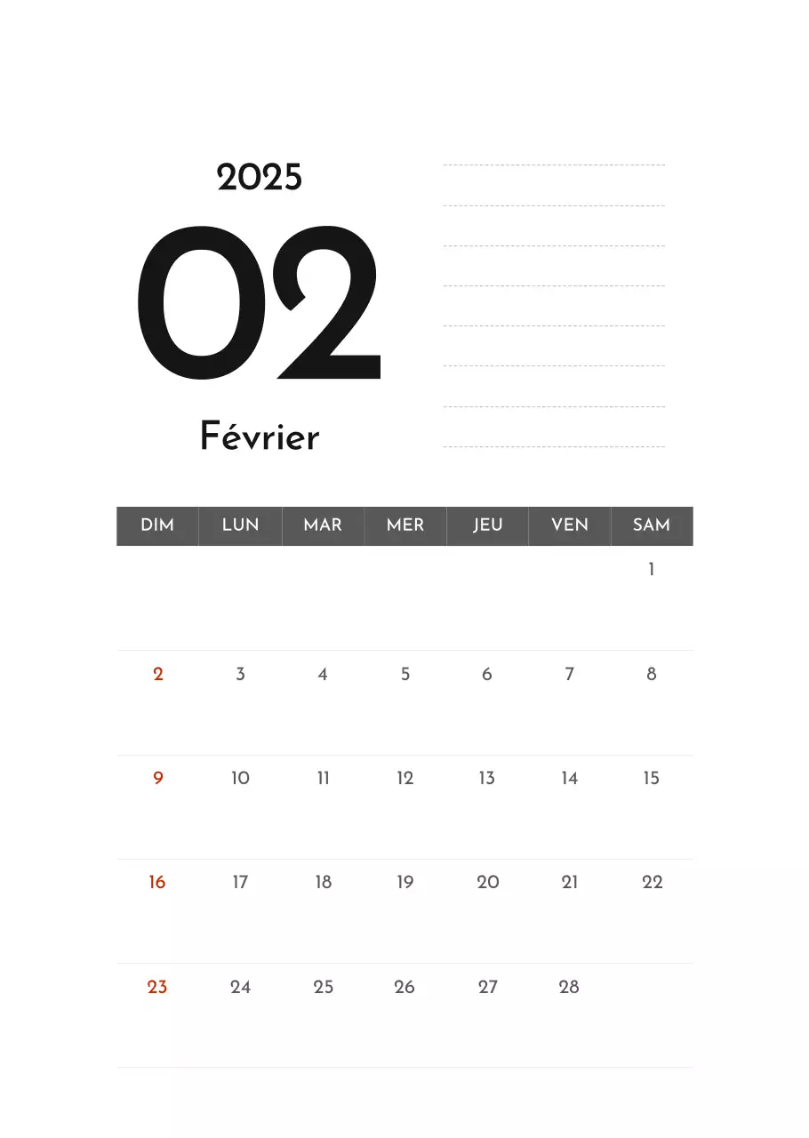 Calendrier d'entreprise simple et gris