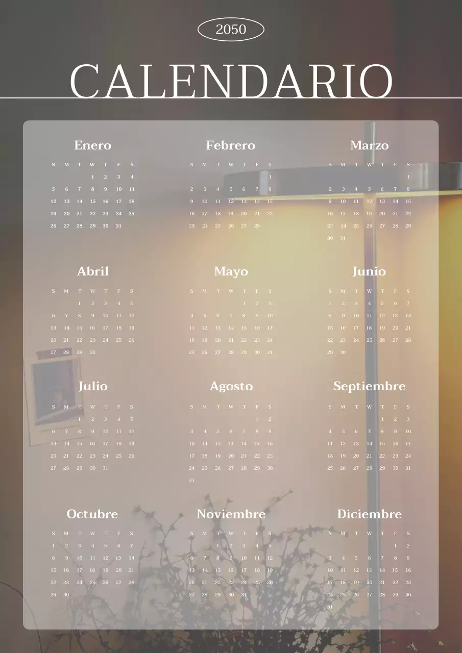 Calendario de líneas modernas en marrón y blanco