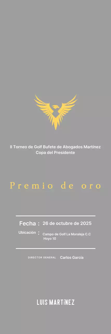 Bonita placa de torneo de golf con un águila