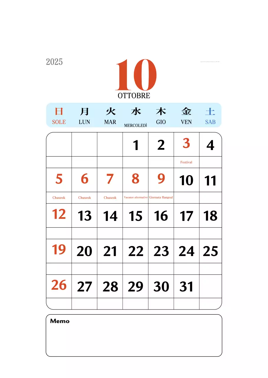 Calendario della memoria di concezione retrò in rosso