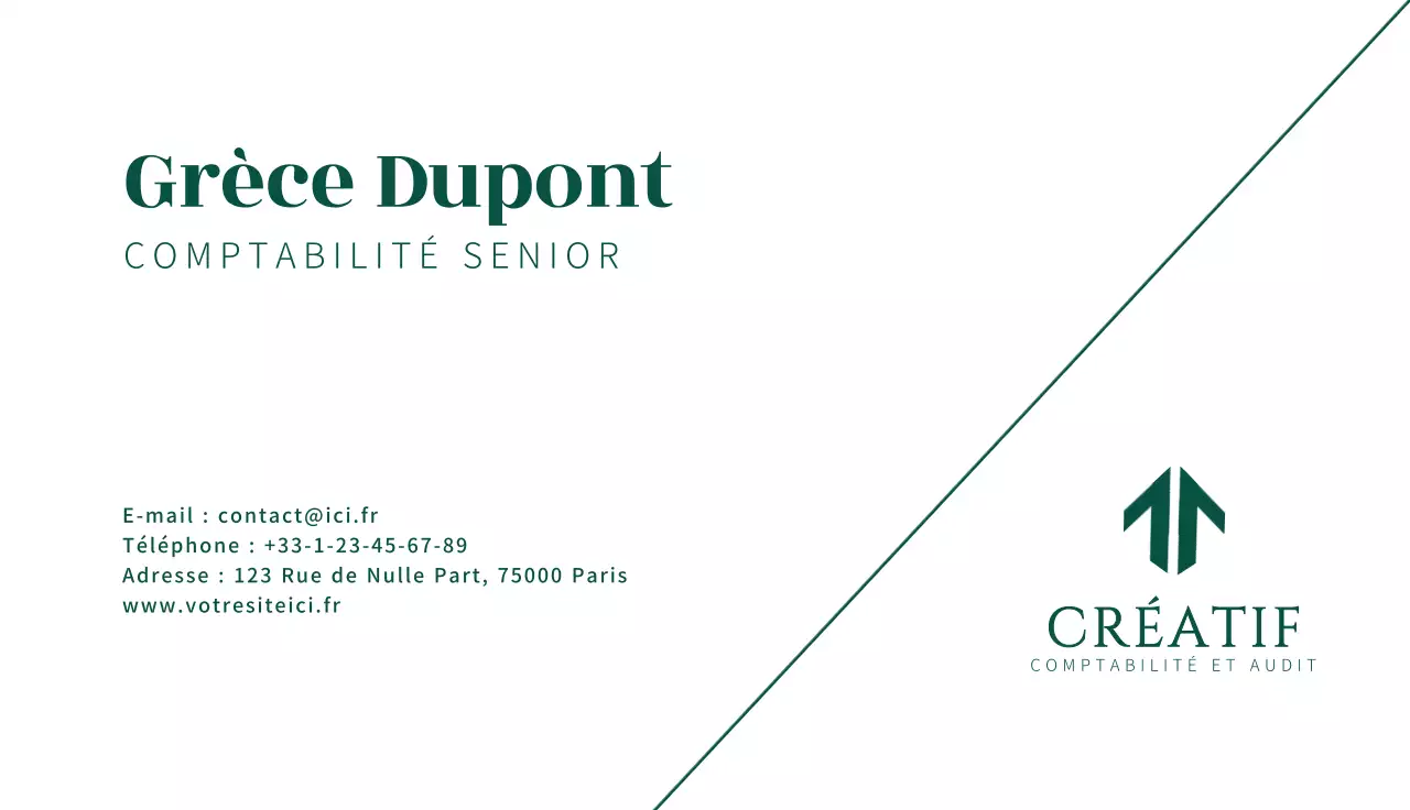 carte de visite minimaliste verte