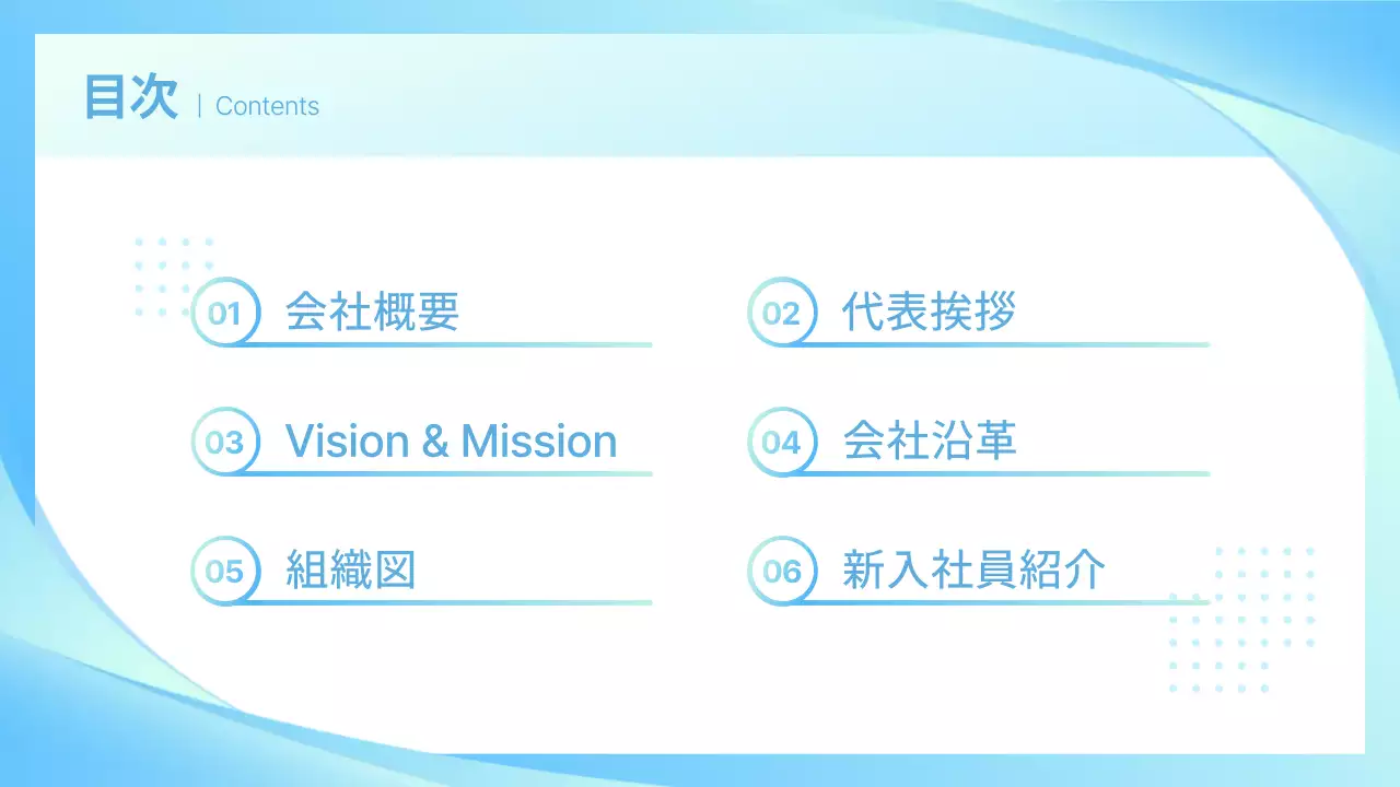 青 シンプル 会社案内 プレゼンテーション