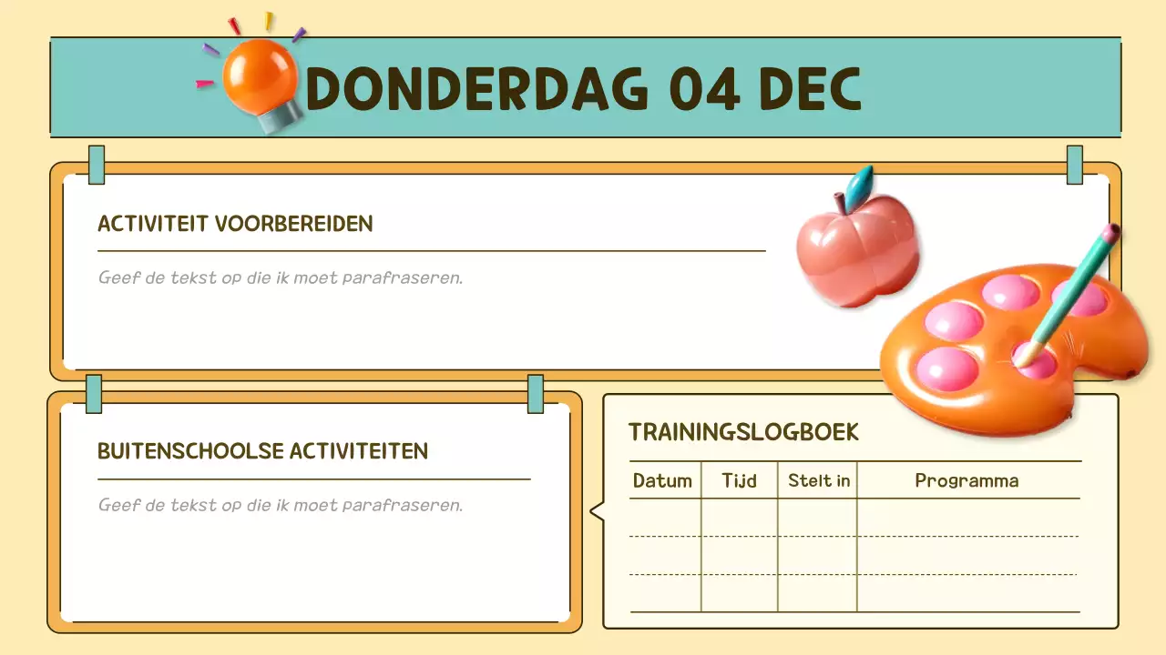 oranje en groene pop klas agenda planner