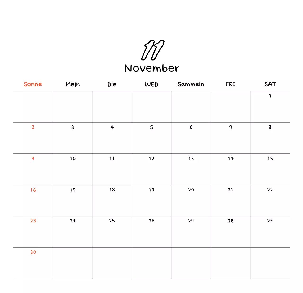 Weißer gemütlicher Neujahrskalender