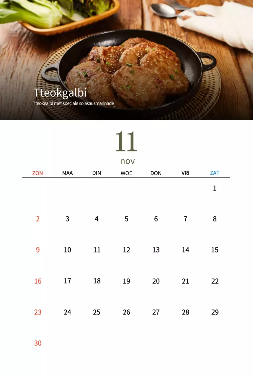 Traditioneel Koreaans restaurant concept kalender in beige