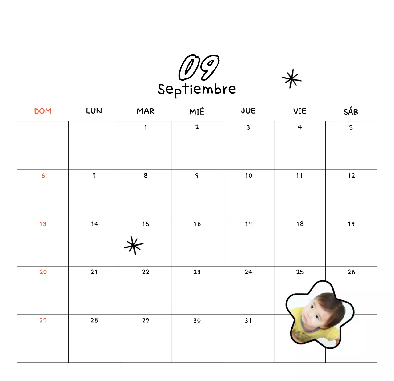 Calendario de Año Nuevo acogedor y blanco