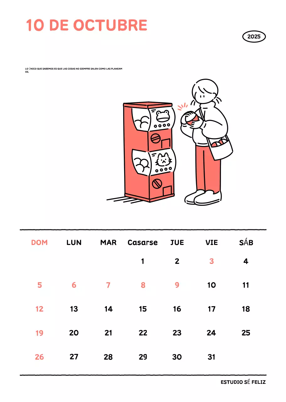 Calendario ilustrado con un bonito estilo de líneas