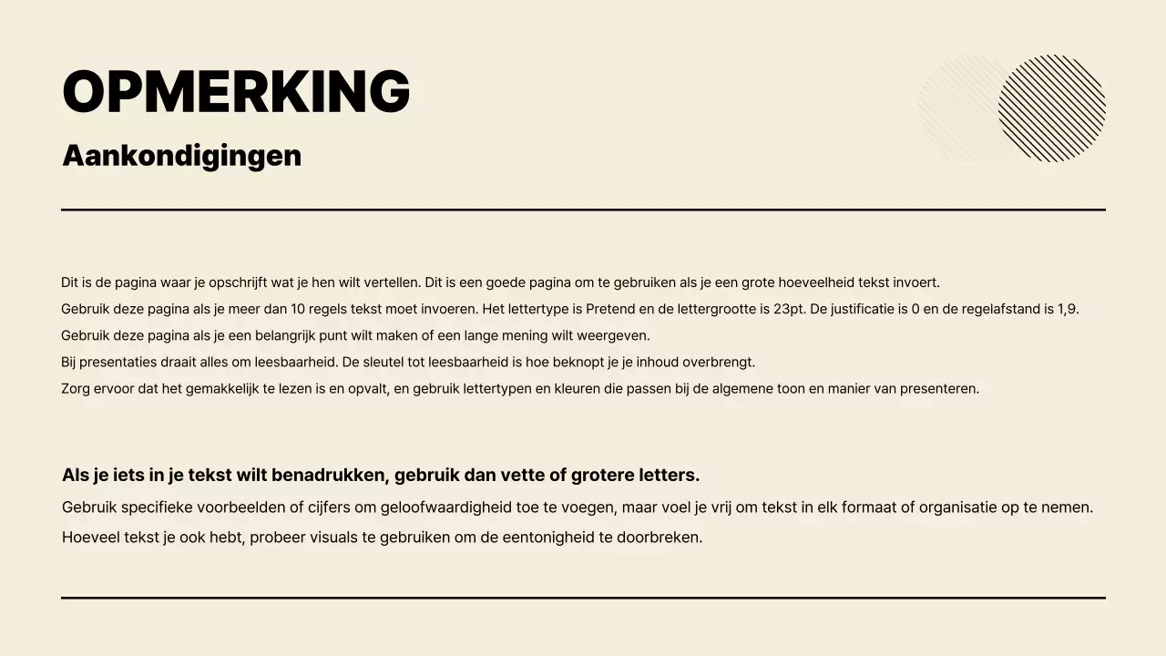 Beige minimalistische presentatie uitgelegd