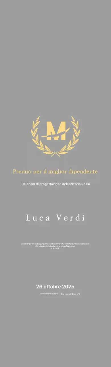 Targa d'iscrizione ordinata con allori