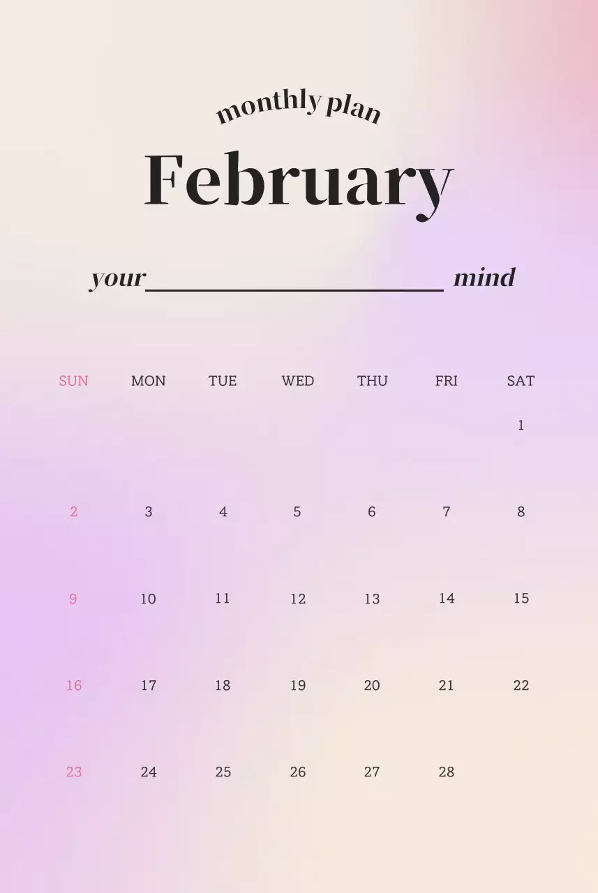 Kata-kata kalender minimalis gradien