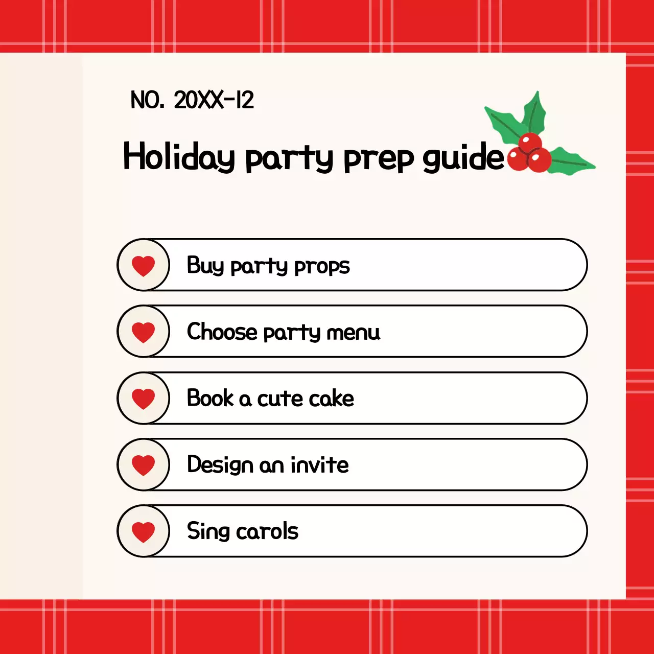 Bài đăng trên mạng xã hội về danh sách kiểm tra ngày lễ đơn giản màu đỏ