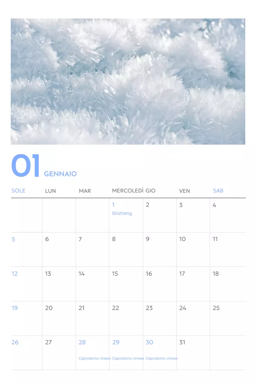 Calendario con foto tracciatore di obiettivi con un tocco di blu