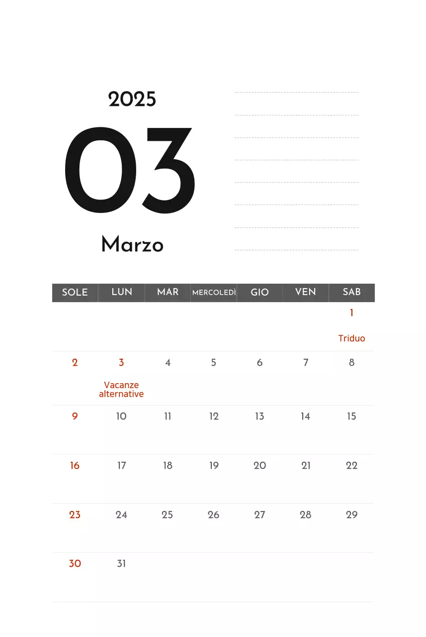 Calendario aziendale semplice grigio