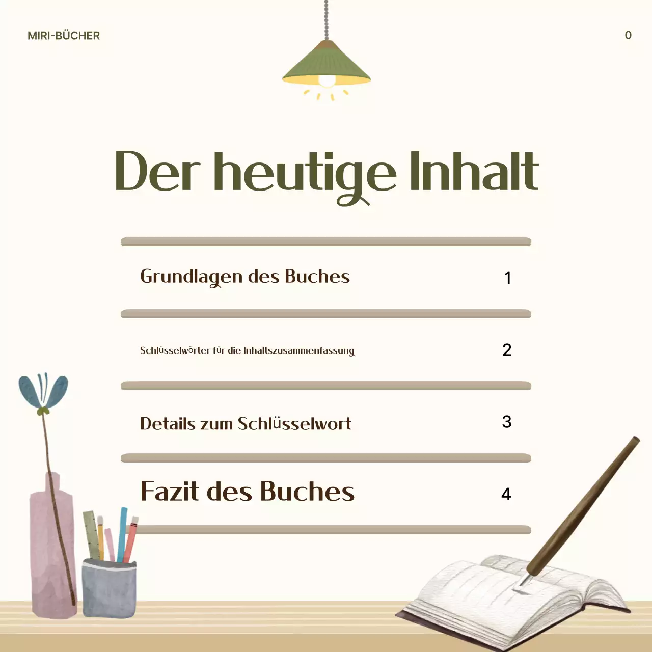 Eine saubere Buchzusammenfassung in khaki und beige