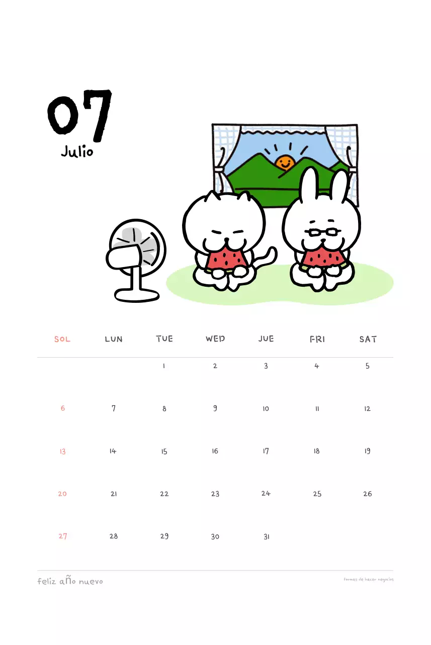 Calendario diario en marfil