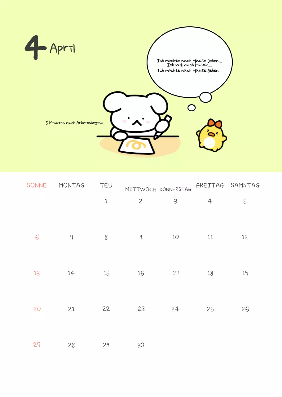 Gelber einfacher Büroangestellter Quetschkalender