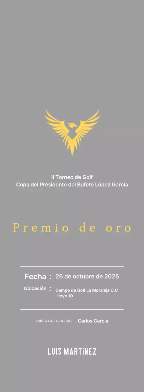 Bonita placa de torneo de golf con un águila