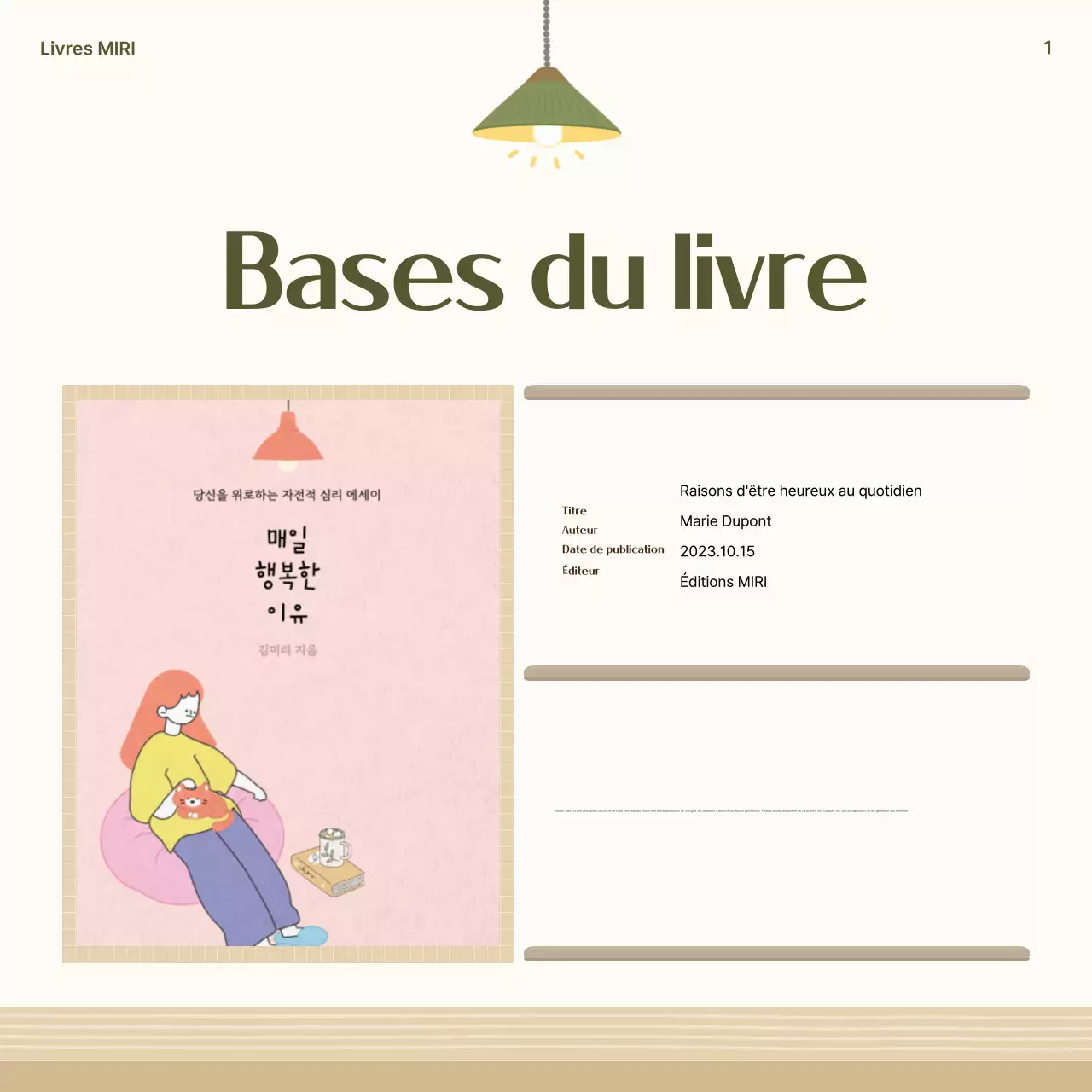 Un poste de résumé de livre épuré en kaki et beige