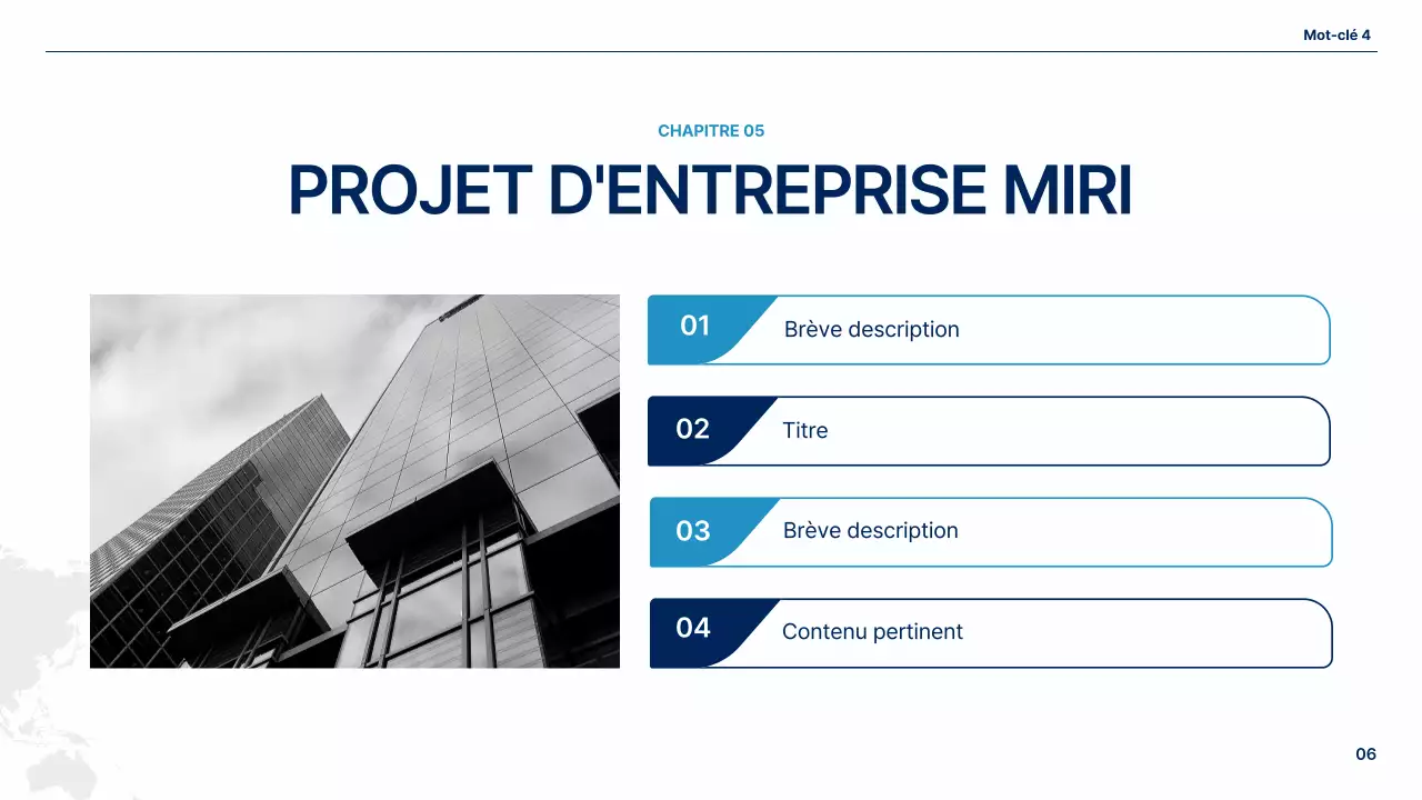 Un plan d'affaires global simple en blanc et bleu