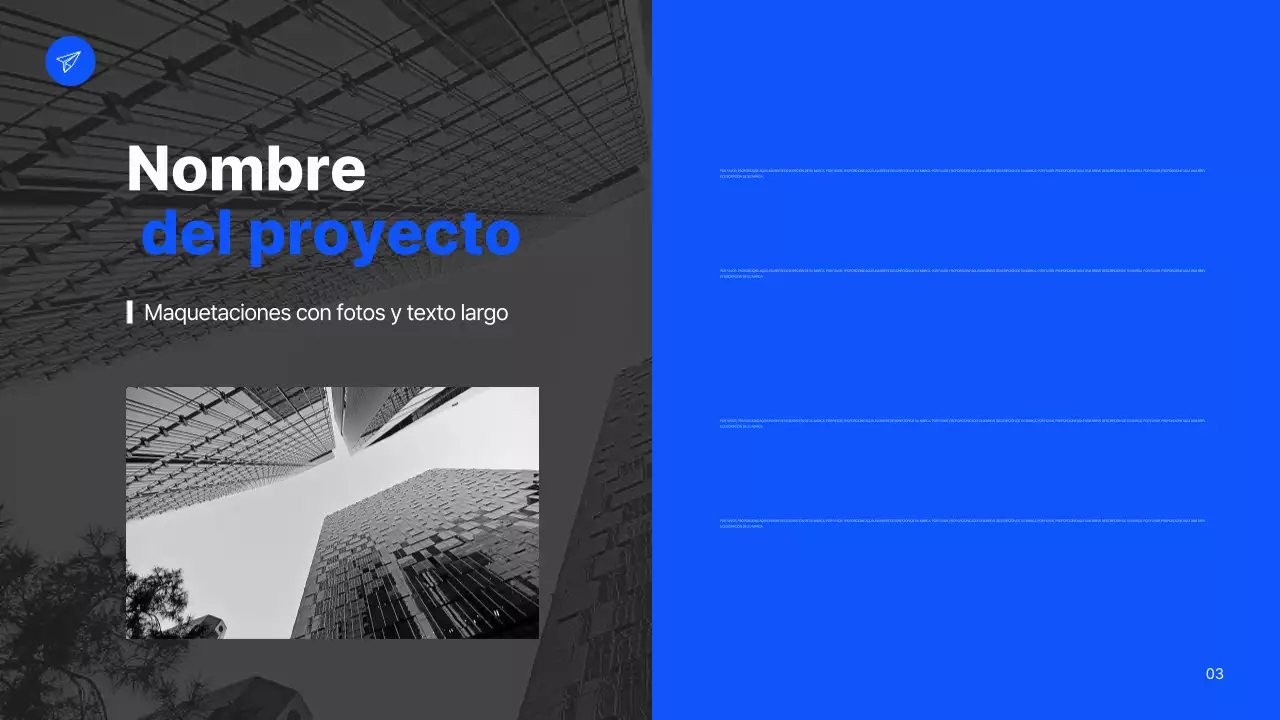 Un sencillo plan de empresa en blanco y azul