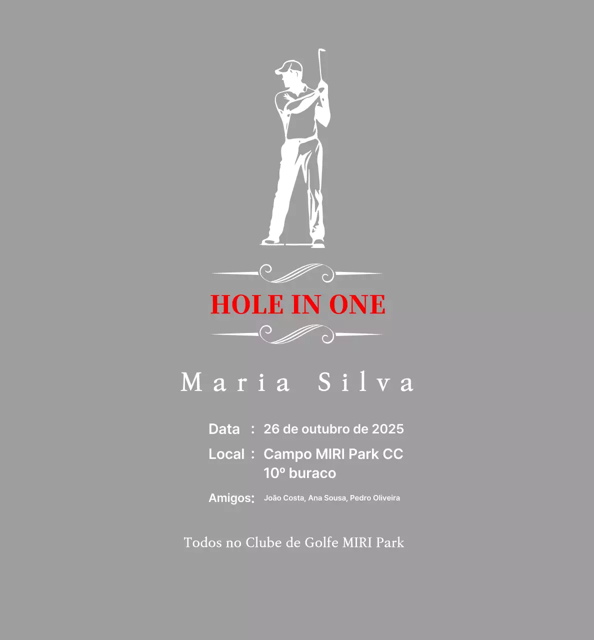 Placa de golfe clássica com uma ilustração de um golfista a jogar golfe