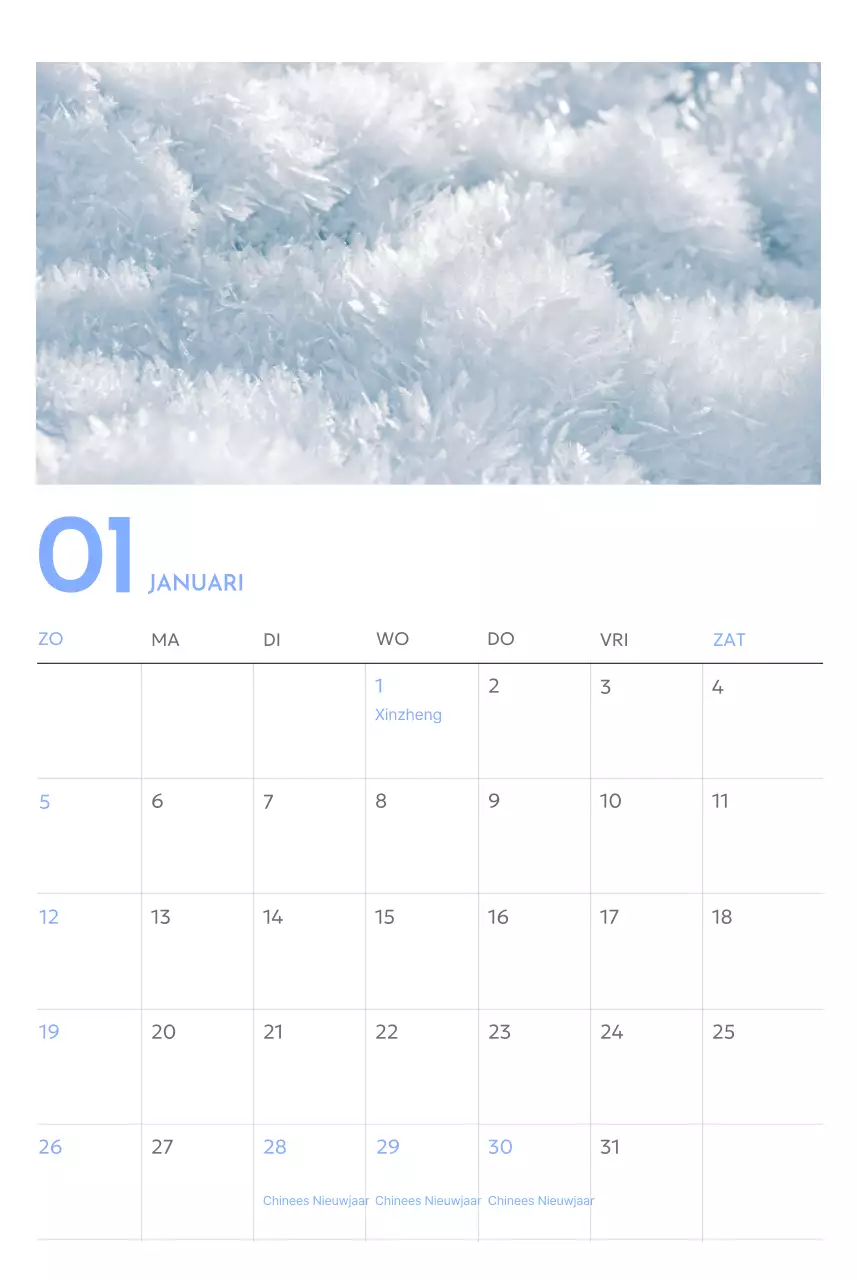 Photo goal tracker kalender met een vleugje blauw