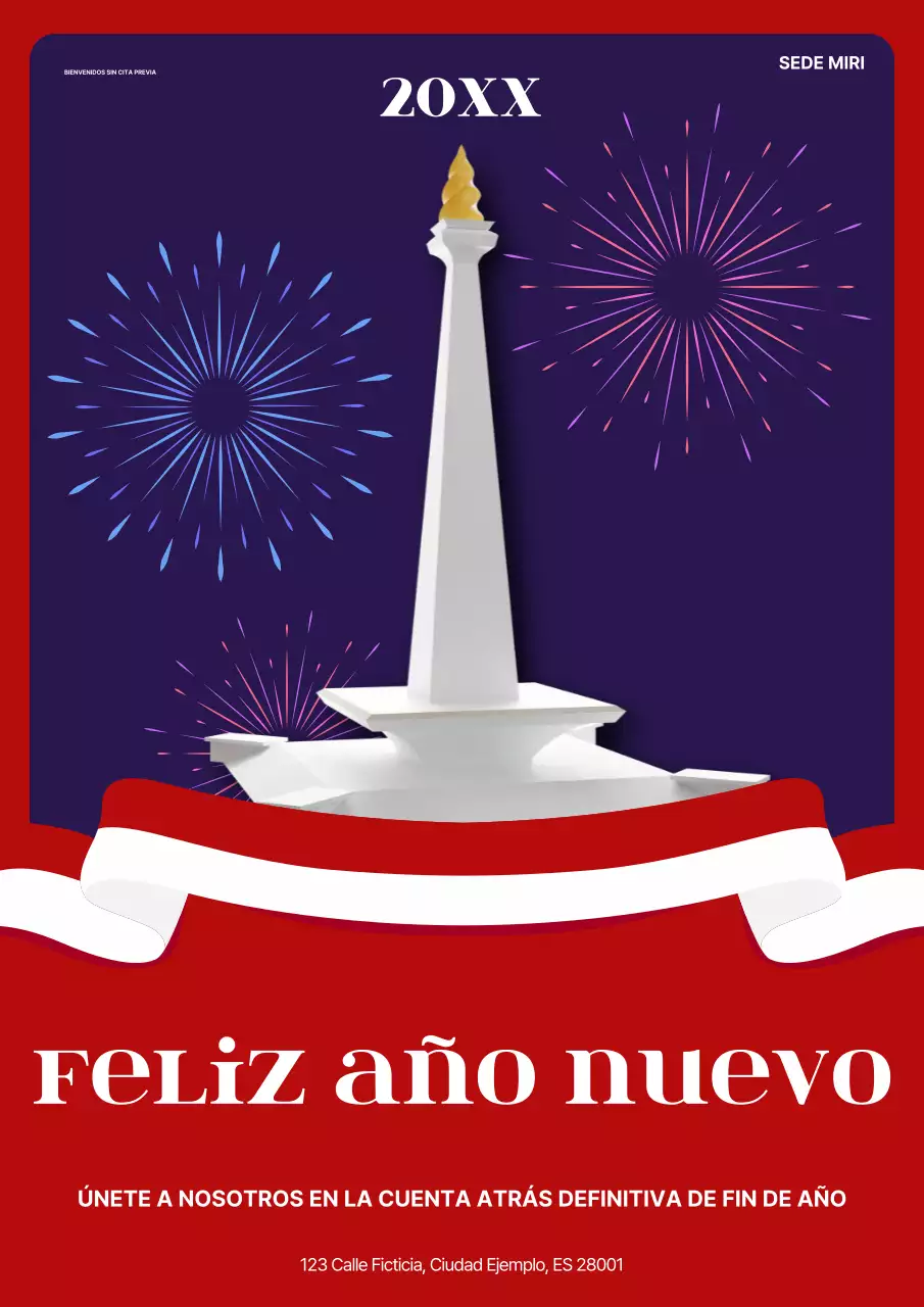 invitación roja moderna para el año nuevo