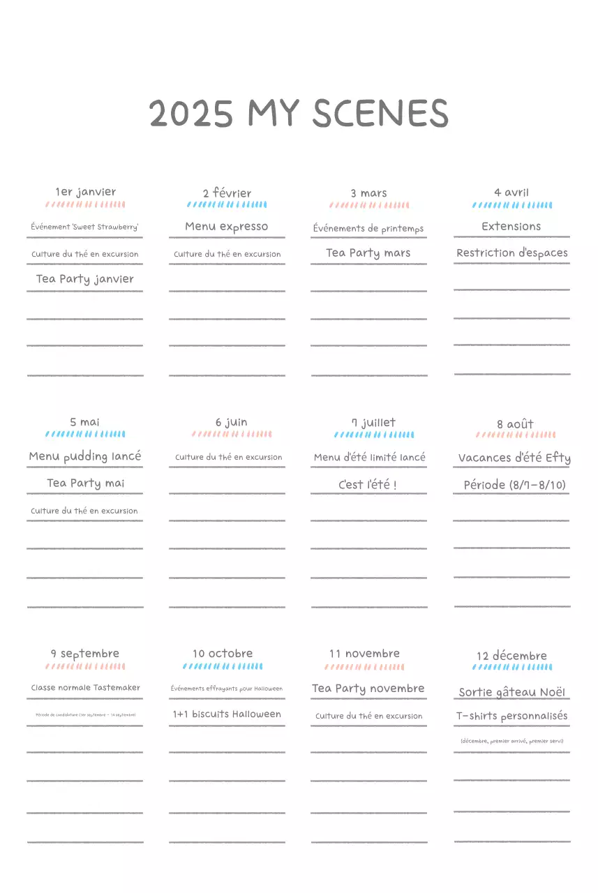 Calendriers mignons avec des illustrations câlines