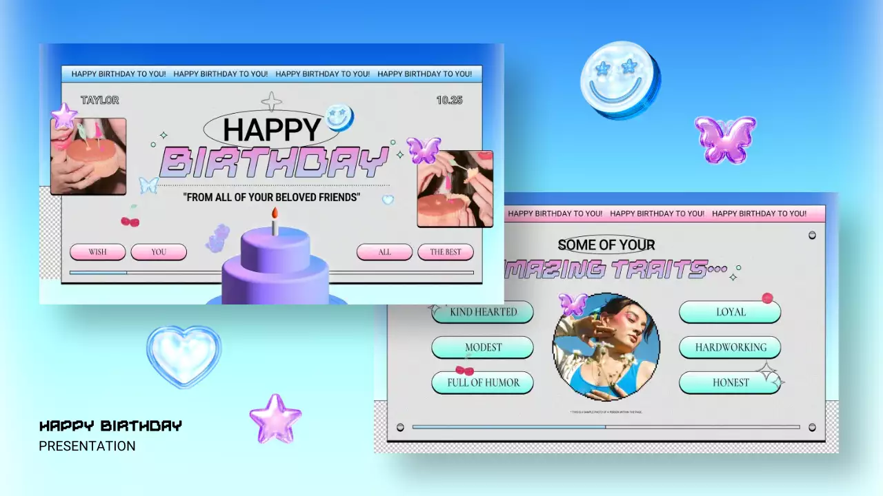 Blue Trendy Birthday Presentation