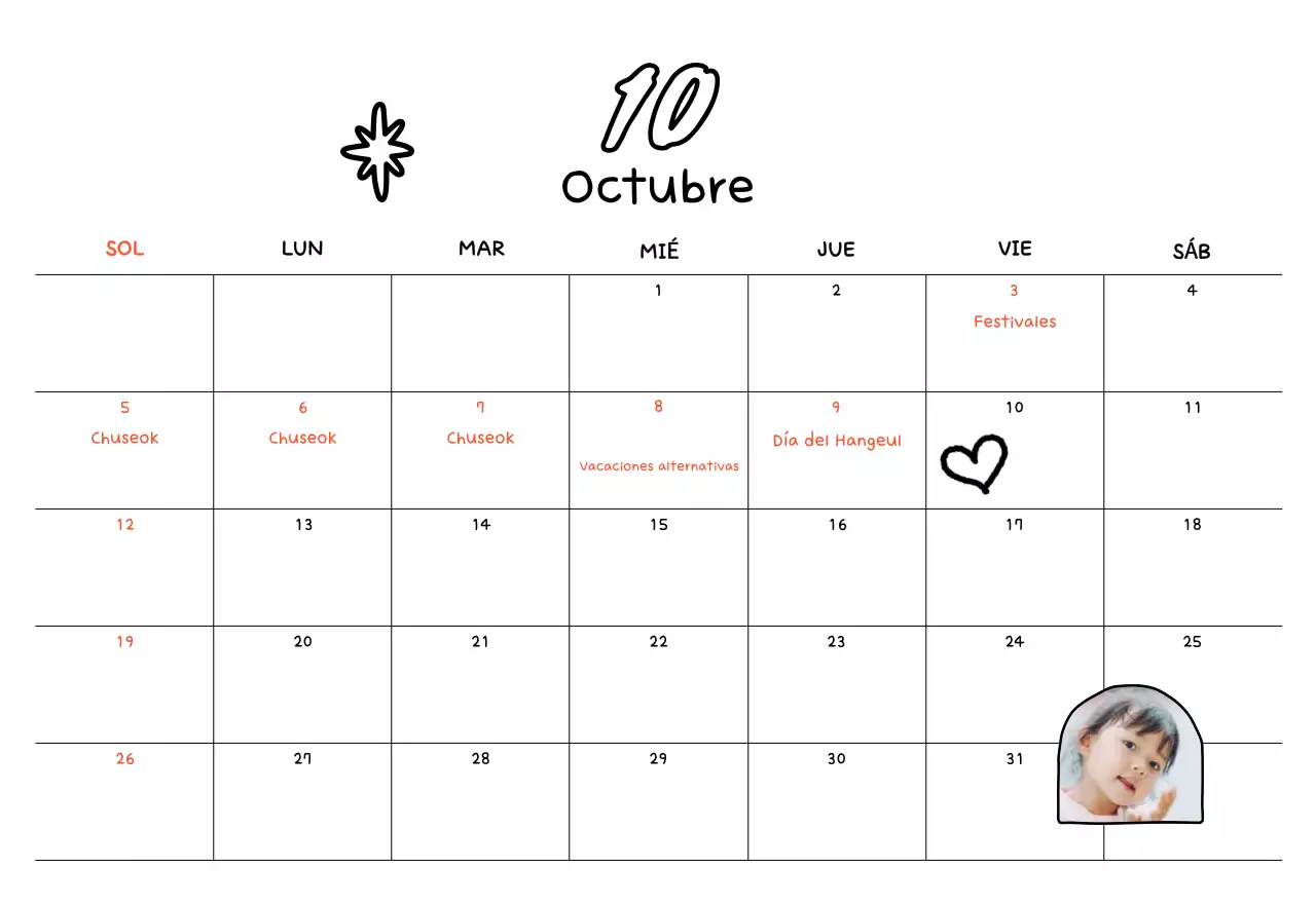 Calendario amarillo de Año Nuevo